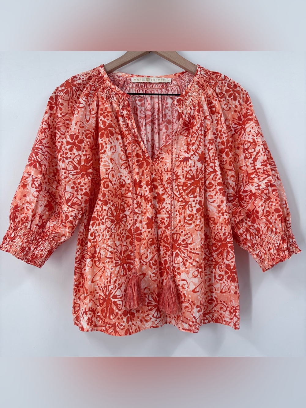 Marie Oliver Bohemian Orange Floral Blouse
